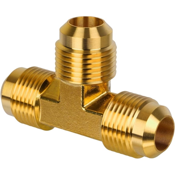 1/2" 1/2" 1/2" Male Flare Tee, Brass Tube Fitting for Propane, LP, and Natural Gas, Oil, Flared Fitting, Durable Extension Pipe Fitting with Leak-Resistant Sealing