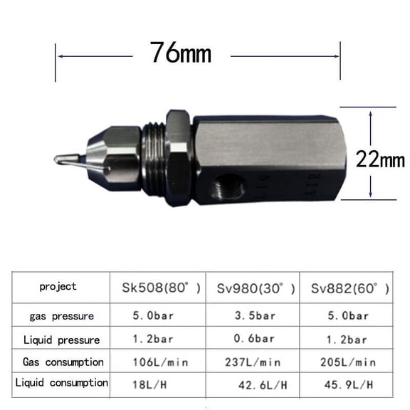 1/2*1/4 *1/8 Ultrasonic Nozzle Air Atomizing Nozzle Misting Sprinkler Nozzles Stainless Steel Fog Mist 30 60 80 Degree