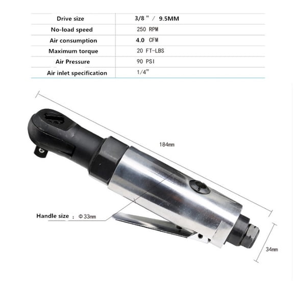 1/2 1/4 3/8 Pneumatic Air Wrench  Spanner Square Tool Car Bicycle Repair Tools ,Lightweight Design