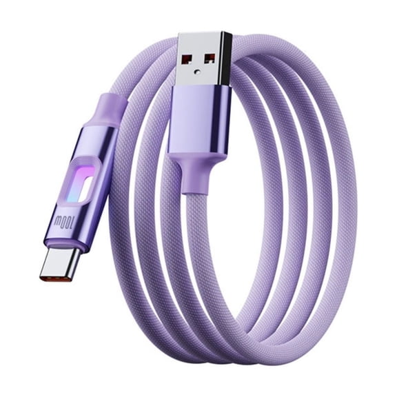 1.2/1.8m USB A to Type C Charging Cable for Phone 17 16 Type C Data Cord 100W Charging Data Sync Cable with LED Light