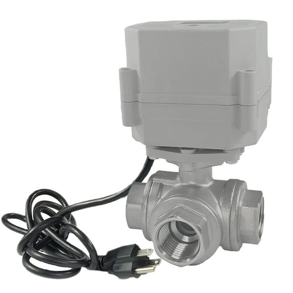 1/2" 110VAC-230VAC Motorized Ball Valve, Stainless Steels 3 way Electric Ball Valve ,With U.S. Plug