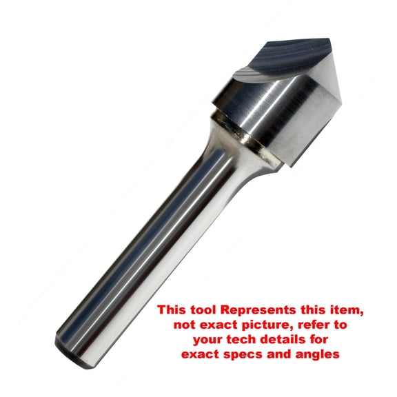 1/2" 120 Included Angle, 1 Flute Solid Carbide Head Single End Countersink
