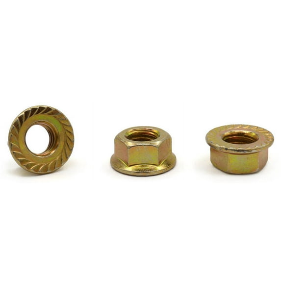 1/2-13 Serrated Hex Flange Locknuts / Grade 5 / Zinc Yellow - 250 Piece Carton