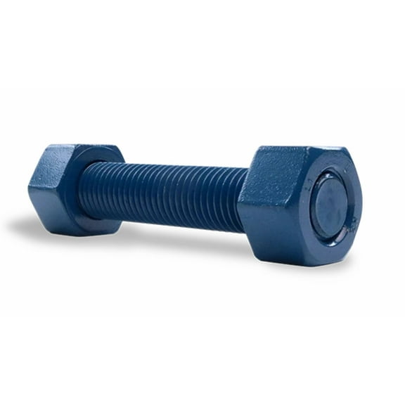1/2" - 13 Thread Size, 7" Long, B7 BLUE PTFE Coated Threaded Rods, with HH Nuts (10 rods, 20 nuts)