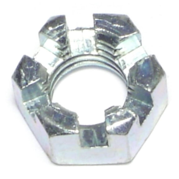 1/2"-13 Zinc Plated Steel Coarse Thread Slotted Hex Nuts (6 pcs.)