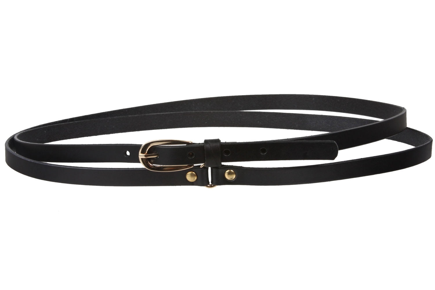 Black leather belt-wraps twice Women Double Buckle Leather Belt - Double Strap Belt  main image 3