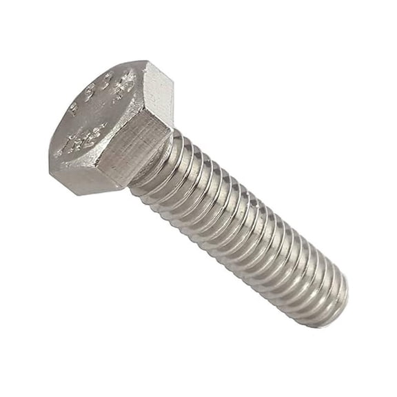 1/2-13 x 1-1/4" Hex Head Screw Bolts, Stainless Steel 18-8, Full Thread, Plain Finish, Flat Point, Quantity 50 by