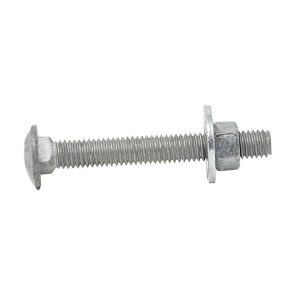 1/2"-13 x 4 (25 Sets) Hot Dipped Galvanized Carriage Bolt Kit for Exterior Use, Grade A 307, Includes USS Flat Washers (25 pcs) and Hex Nuts (25 pcs), Fully Threaded -by