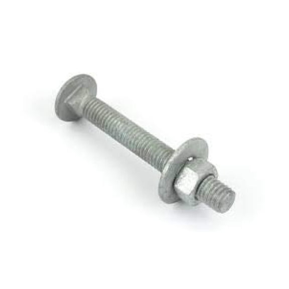 1/2"-13 x 6" Hot Dipped Galvanized Carriage Bolt w/Nuts & Flat Washers, Quantity 25 - by Bilot,