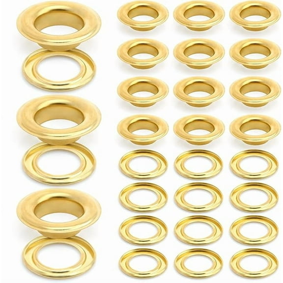 1/2" (13MM) Hole 50 Sets Grommets Eyelets with Washers for Leather, Tarp, Canvas (Gold)