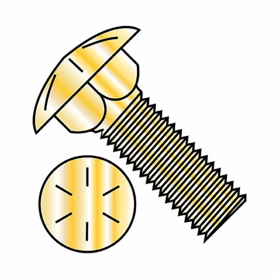 1/2-13X1 3/4 Carriage Bolt Grade 8 Fully Threaded Zinc Yellow (Pack Qty 325) BC-5028C8