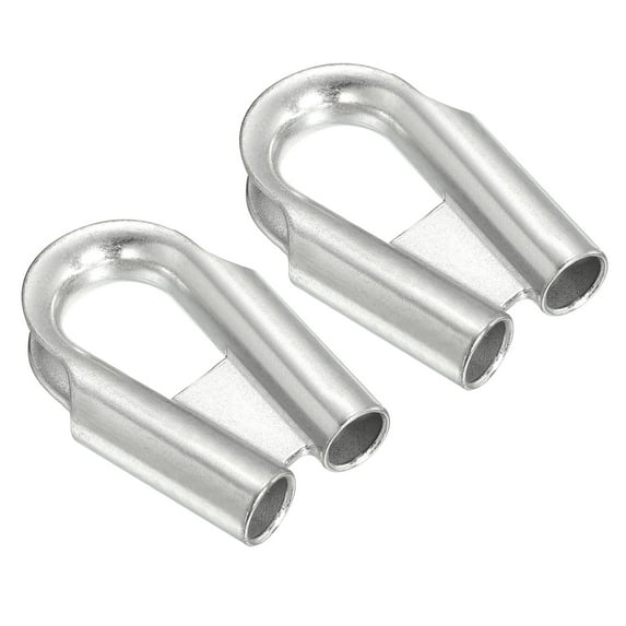 1/2"/ 13mm Wire Rope Tube Thimble 304 Stainless Steel Rope Thimbles with Gusset Silver, 2 Pack