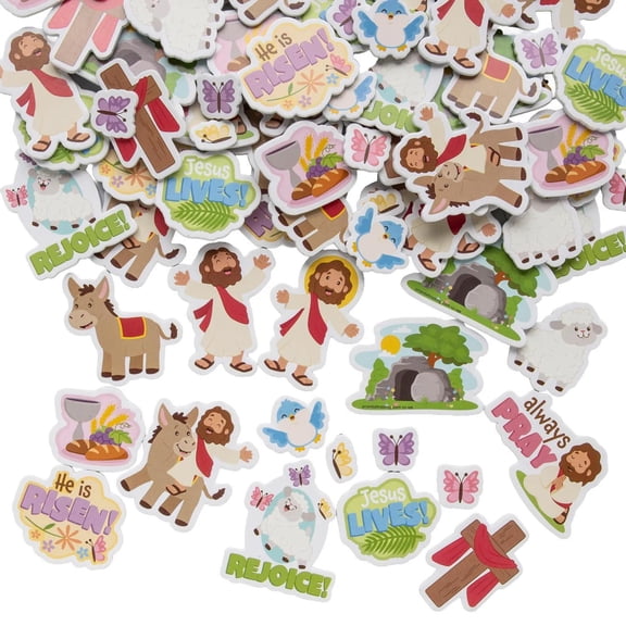 1/2" 2" Bulk 320 Pc. Religious He Lives Self-Adhesive Foam Shapes