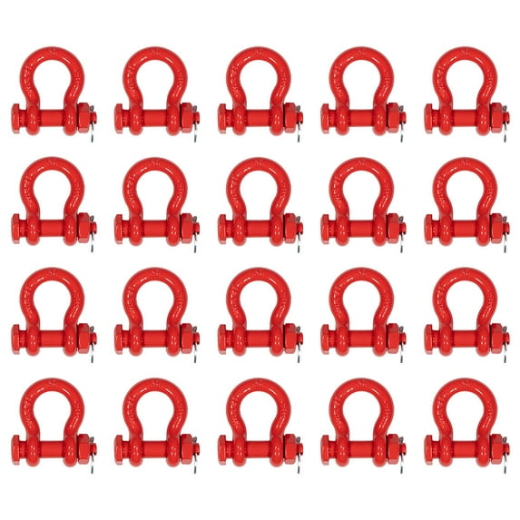 20 Pcs 1/2" Anchor Shackle Forged Carbon Steel w/ Safety Screw Pin Load Limit 4,000 lbs Double Rust Protection Heavy Duty D Ring Bolt Type Shackle for Towing, Rigging, Vehicle Recovery
