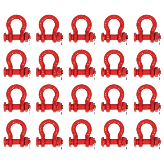 20 Pcs 1/2" Anchor Shackle Forged Carbon Steel w/ Safety Screw Pin Load Limit 4,000 lbs Double Rust Protection Heavy Duty D Ring Bolt Type Shackle for Towing, Rigging, Vehicle Recovery