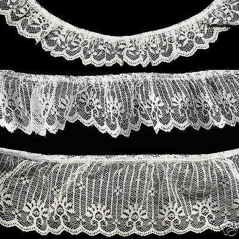 1"-2.25" Pick White Ruffle Raschel Lace Trim Wholesale Lot Sew Notion by 50 Yard