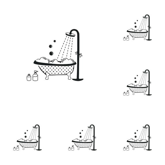 1/2/3/4/5/6 PCS Bathroom Decoration Wall Stickers Bath Bathing Shower Bathtub Decal Funny Cute ornament Sign Poster Living Room Door Decor Home Art Decoration Stickers