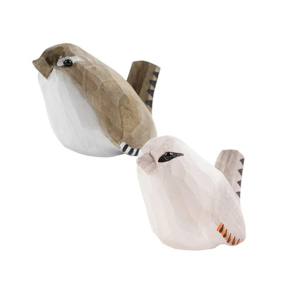 1/2/3/4/5/6 PCS Little Wood Bird Handmade Carved Wooden Bird Figurine for Home Decor, Carving Decoration Cute Red Bird Statues Home Decor Art Carving Work