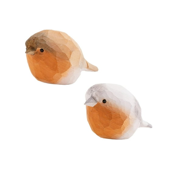 1/2/3/4/5/6 PCS Little Wood Bird Handmade Carved Wooden Bird Figurine for Home Decor, Carving Decoration Cute Red Bird Statues Home Decor Art Carving Work