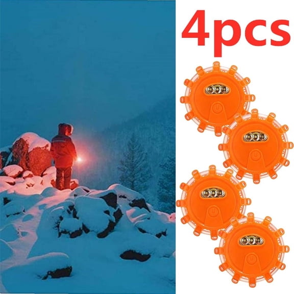 1/2/3/4/6pcs LED Road Strobe Flash Emergency Warning Light,Led Road Flares Safety Flashing Warning Light Roadside Emergency Disc Beacon Kit