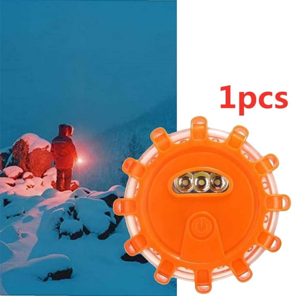 1/2/3/4/6pcs LED Road Strobe Flash Emergency Warning Light,Led Road Flares Safety Flashing Warning Light Roadside Emergency Disc Beacon Kit