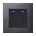 thumbnail image 1 of 1/2/3/4 Gang 1/2 Way On / Off Rocker Key Wall Light Switch With Blue Backlight Socket Black Aluminum Metal Panel ,Easy to Installation, 1 of 6