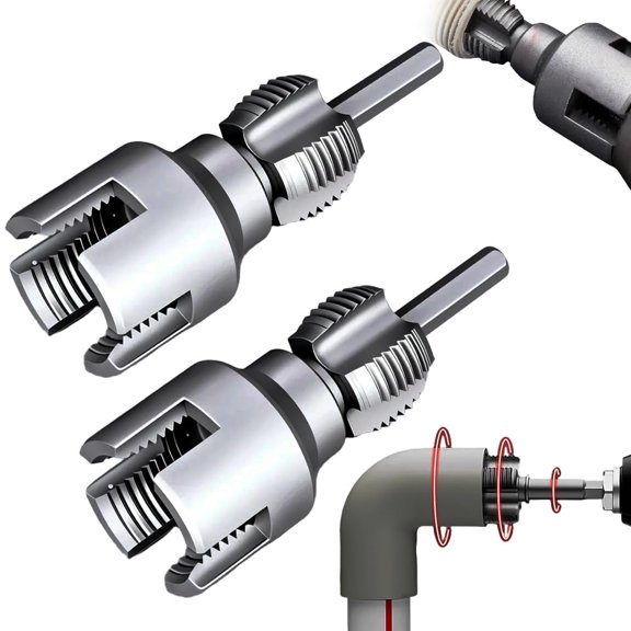 1/2'' and 3/4'' Integrated Internal & External Pipe Threading Tool, Electric Drill Compatible PVC Pipe Threader Kit, Pipe Thread Cutting Tool, PVC Threader Maker Tool for Electric Drill (1/2''+3/4'')