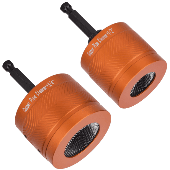 1/2" & 3/4" Metal Copper Pipe Cleaner Set: Electric Drill Cleaning Brushes Tools for Tubes, Professional Plumbers and Industrial Purposes for Cleaning Rust, Stains, Paint