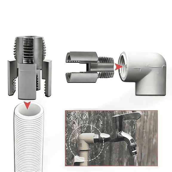 1/2" & 3/4" PVC Pipe Threading Tool - Integrated Internal & External Pipe Thread Cutter for Plumbing DIY Repairs and Maintenance