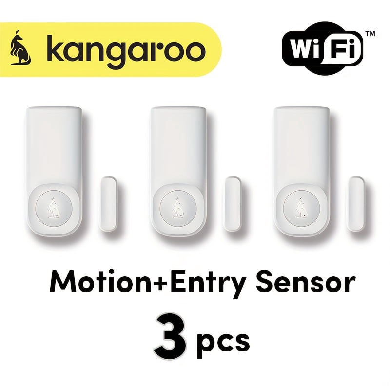 1/2/3/4 Pack 2-in-1 Kangaroo Door Window Security Alarm, WiFi Motion Sensor with Instant APP Alerts, Battery Included No Installation Needed, Smart Home Anti-Theft Sensor for House Apartment