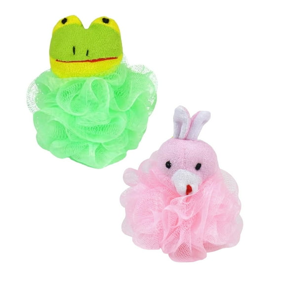 1/2/3/4 Pack Cute Animal Design Exfoliating Bath Scrubber Body Scrubber Shower Ball Gentle Exfoliating Bath Sponge Loofah Bath Towel Fun Cartoon Design