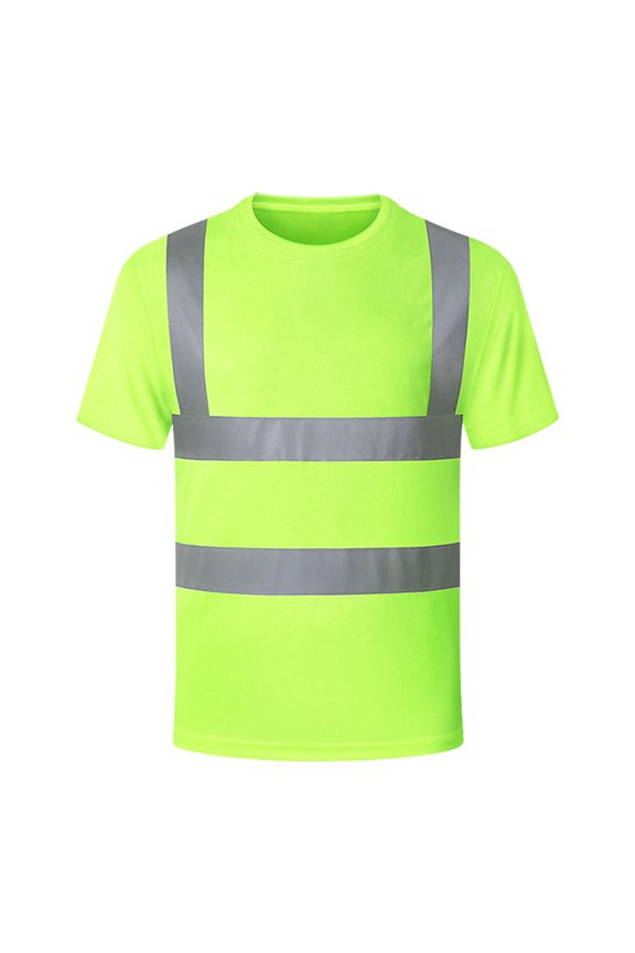 1/2/3/4 Pack High Visibility Shirts Quick Dry Safety T Shirts with 4 Reflective Strips Short Sleeve Mesh Hi Vis Work Shirt for Men