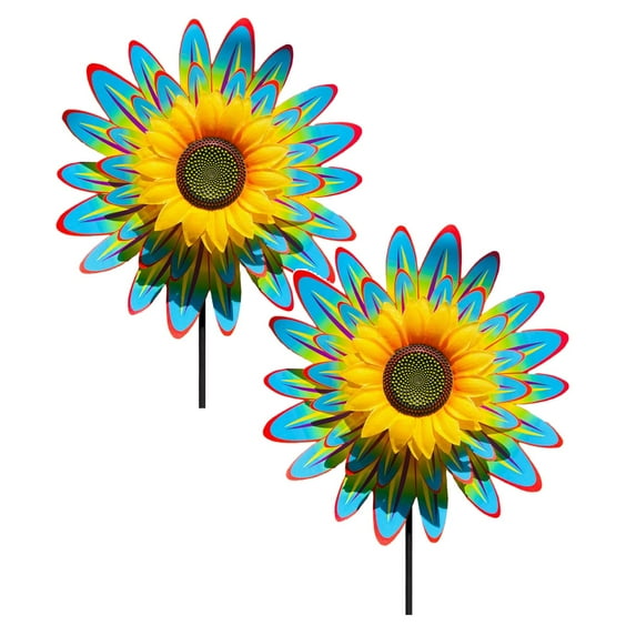 1/2/3/4 Pcs Sunflower Yard Windmills 30 In Colorful Flowers Outdoor Wind Spinners for Patio Garden,Home Holiday Party Windmills Decor for Mother's Day alentine's Day Birthday Anniversary