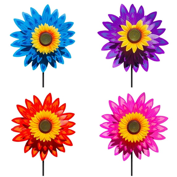 1/2/3/4 Pcs Sunflower Yard Windmills 30 In Colorful Flowers Outdoor Wind Spinners for Patio Garden,Home Holiday Party Windmills Decor for Mother's Day alentine's Day Birthday Anniversary