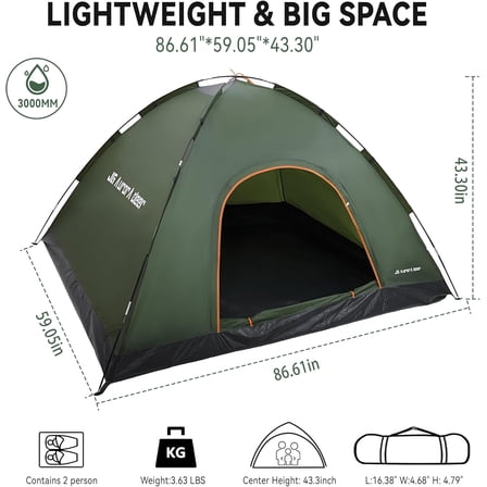 1/2/3/4 Person Tents Waterproof&Windproof Family Tents Camping-Tent,Lightweight Portable Pop Up Tent for Camping,Hiking,Mountaineering or Beach Easy to Set Up Adventures Carry Bag