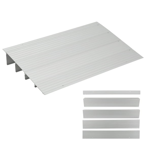 1/2/3/4" Rise Aluminum Threshold Ramp for Doorways - 800 Lbs Capacity Adjustable Entry Bridge for Wheelchairs, Scooters, Power Chairs, Non-Slip Mobility Access Solution