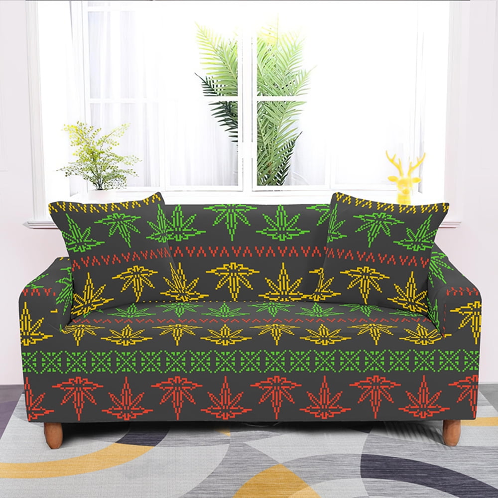 1/2/3/4 Seat Weed Leaves Sofa Covers For Living Room Sectional Corner