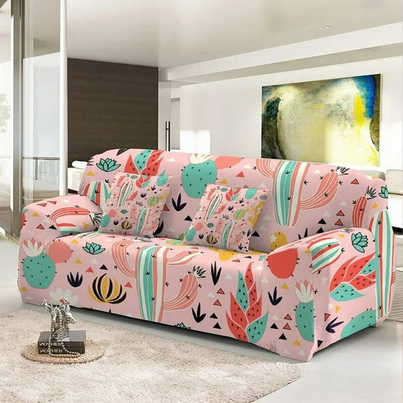 1/2/3/4 Seater L Shape Stretch Couch Cover Cactus Combination Sofa Covers For Living Room Slip-Resistant Slipcover