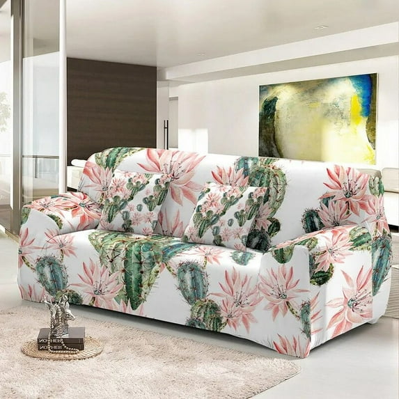 1/2/3/4 Seater L Shape Stretch Couch Cover Cactus Combination Sofa Covers For Living Room Slip-Resistant Slipcover