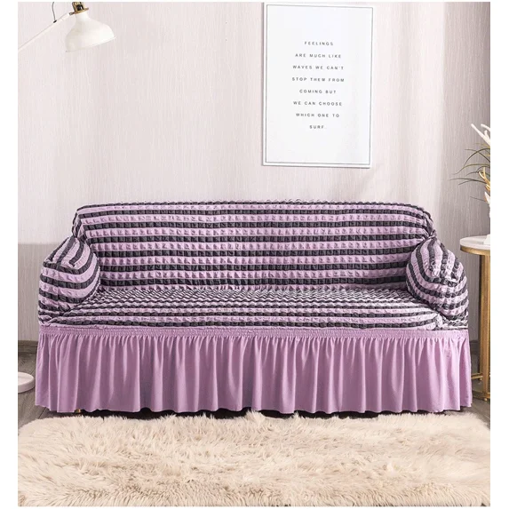 1/2/3/4 Seater Seersucker Sofa Covers Stretch Couch Cover Thick Corner Sofa Slipcover Protector for Home Elastic Armchair Cover (1,1 Seater 90-140cm)