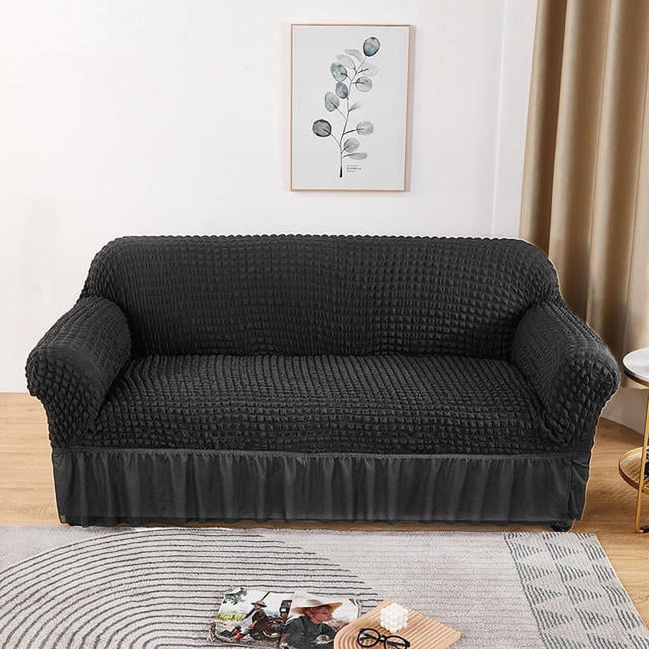 1/2/3/4 Seater Seersucker Sofa Slipcover High Stretch Couch Cover Thick
