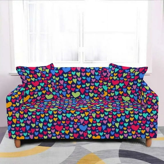 1/2/3/4 Seater Sofa Covers Easy Fit Fashion Love Heart Elastic Armchair Loveseat Couch Cover Stretch Soft All-cover Slipcovers