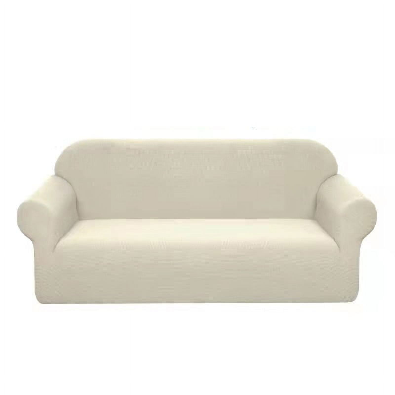 1/2/3/4 Seater Soft Touch Plush Stretch Fabric Sofa Cover, Nonslip Luxury Thick Stretch Sofa Slipcovers Ultra Soft Plush Couch Protector with Elastic Band, Perfect for Home Decor,Beige, 1-Piece
