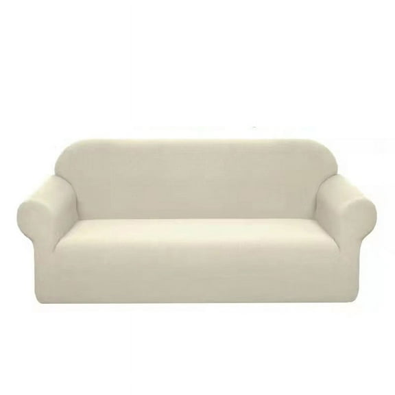 1/2/3/4 Seater Soft Touch Plush Stretch Fabric Sofa Cover, Nonslip Luxury Thick Stretch Sofa Slipcovers Ultra Soft Plush Couch Protector with Elastic Band, Perfect for Home Decor,Beige, 1-Piece