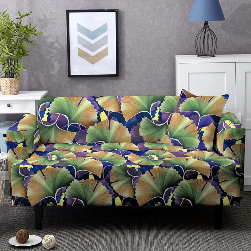 1/2/3/4 Seater Tree Leaves Elastic Sofa Cover For Living Room Full