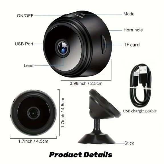 1/2/3/4PCS Mini HD Camera | 1080P WiFi, Night Vision | Motion Detection Alert, Rechargeable | Indoor/Outdoor Nanny Cam for Baby/Pet/Home/Office | iOS/Android Live Monitoring