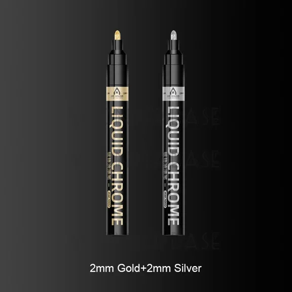 1/2/3/4Pcs Chrome Mirror Marker Pen, 0.7mm 1mm 2mm DIY Reflective Paint Pen, Permanent Gold Silver Copper Marker Model Painting