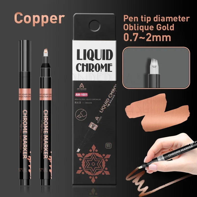 1/2/3/4Pcs Chrome Mirror Marker Pen, 0.7mm 1mm 2mm DIY Reflective Paint Pen, Permanent Gold Silver Copper Marker Model Painting