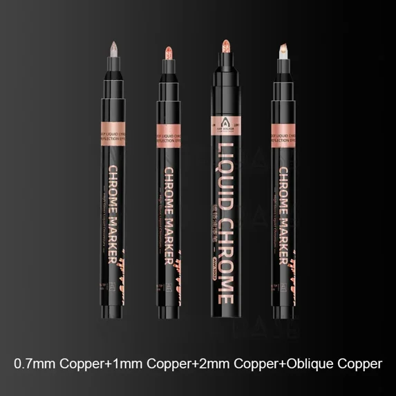 1/2/3/4Pcs Chrome Mirror Marker Pen, 0.7mm 1mm 2mm DIY Reflective Paint Pen, Permanent Gold Silver Copper Marker Model Painting