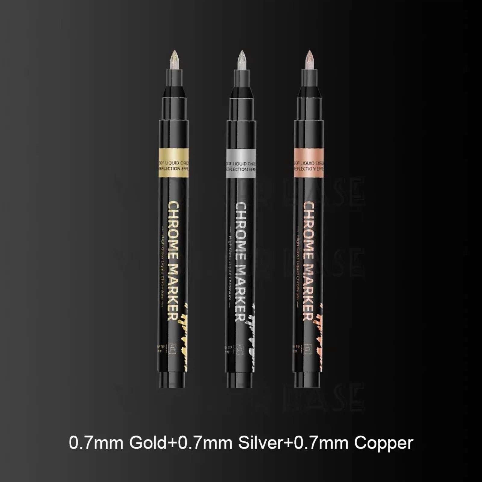 1/2/3/4Pcs Chrome Mirror Marker Pen, 0.7mm 1mm 2mm DIY Reflective Paint Pen, Permanent Gold Silver Copper Marker Model Painting